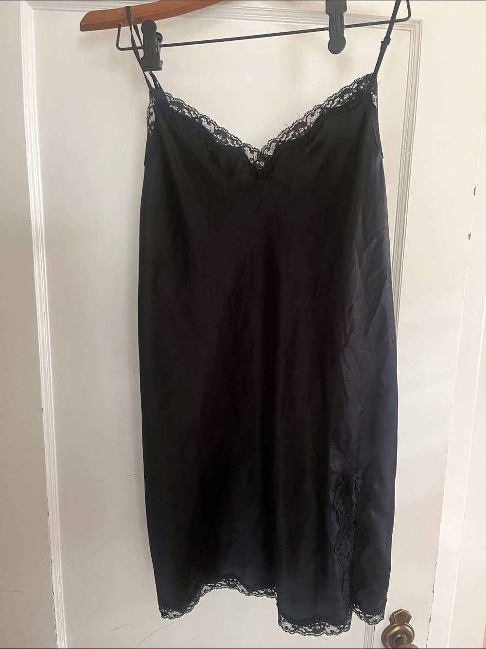 Victoria's Secret Black Lace-Trim Slip Chemise